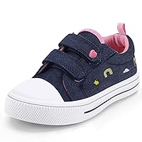 K KomForme Toddler Sneakers for Boys and Girls Cartoon Dual Hook and Loops Sneakers Baby Canvas Shoes