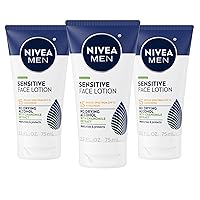 Men Sensitive Face Lotion with SPF 15, Broad Spectrum Sunscreen, 3 Pack of 2.5 Fl Oz Tubes