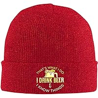 That's What I Do I Drink Beer and I Know Beanie Men Slouchy Knit Skull Cap Black Warm Winter Ski Stocking Hats