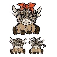 Decal Cute Highland Cow 3 Pack Vinyl Decal Sticker for Car Truck, Computer, Anywhere Premium Indoor Outdoor Vinyl (Highland Cows 3)
