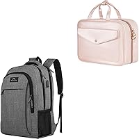 MATEIN Travel Laptop Backpack, Business Anti Theft Slim Sturdy Laptops Backpack with USB Charging Port, Toiletry Bag, Hanging Travel Makeup Bag for Women, Large Waterproof Cosmetic Bags
