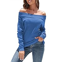 Pink Queen Women's 2023 Fall Sweater Oversized Long Sleeve Off The Shoulder Sweaters Color Block Knit Pullover Jumper Tops