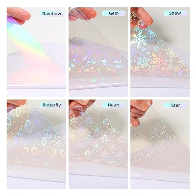 36 Sheets Holographic Sticker Paper Transparent Holographic Vinyl Laminate  Film Clear Overlay Lamination Sticker Paper Self Adhesive Waterproof - Gem  Dot Colorful Star Patterns/8.5x11 inch 36 Sheets Gem Dot Colorf