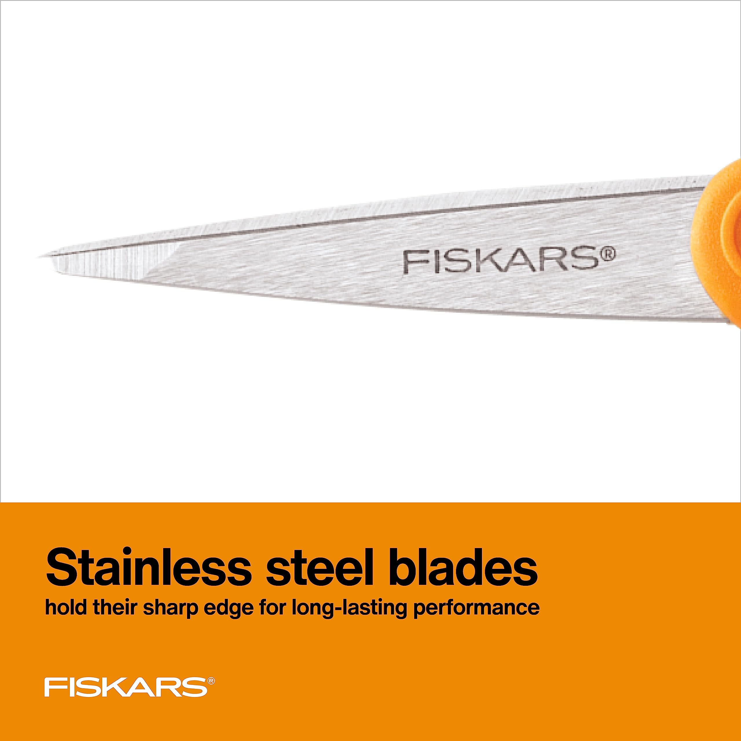 Fiskars Premier Orange-handled Micro-Tip No. 5 Fabric Scissors - Double Loop Handle - Sewing and Craft Scissors - Orange