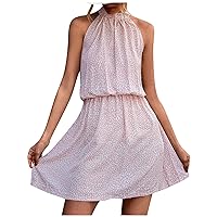 Women's Summer Sleeveless Loose Maxi Dress Casual Long Dress with Pockets Wedding Dress Cocktail Halter Lace