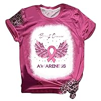 Plus Size Tops for Women Dressy Sexy 4XL Breast Cancer Awareness Shirts for Women Pink Ribbon We Wear Pink Tun