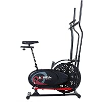Elliptical Machine and Stationary Bike with Seat and Easy Computer, Dual Trainer 2-in-1 Cardio Exercise Machine, Home Gym, Workout Equipment BRD2000, Black & grey, One Size
