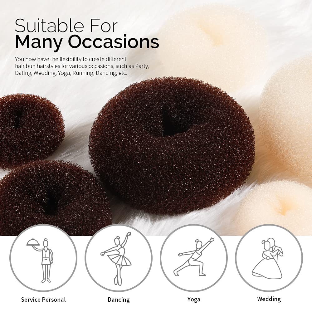 Mua 8pcs Hair Donut Bun Maker, FANDAMEI Hair Bun Maker Set with 4pcs Dark  Brown &4pcs Beige Donut Bun Makers (2 extra-large, 2 large, 2 medium and 2  small), 5 pieces Hair
