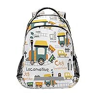 Locomotive Cars Backpacks Travel Laptop Daypack School Book Bag for Men Women Teens Kids