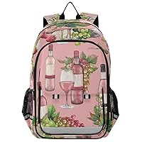 ALAZA Watercolor Wooden Box Of Bottle Red and White Grapes Backpack Cycling, Running, Walking, Jogging