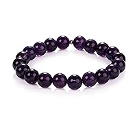 NirvanaIN AAA Genuine Amethyst Bracelet,Stretch Gemstone Bracelet, Women Men Bracelet Jewelry Natural Stone Bracelet, Purple Amethyst