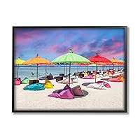 Stupell Industries Beach Umbrellas on Shore Framed Giclee Art by Silver