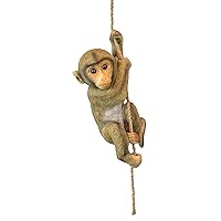 Design Toscano QM2673300 Chico The Chimpanzee Baby Monkey Hanging Indoor/Outdoor Animal Statue, 7 Inches Wide, 6 Inches Deep, 16 Inches Long, Handcast Polyresin, Brown Painted Finish