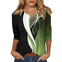 Women's T Shirts, Casual 3/4 Sleeve T-Shirts Tunic Tops Tees Blouses Loose Fit Pullover Summer, S XXXL