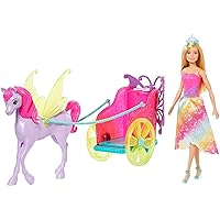 Dreamtopia Princess Doll, 11.5-in Blonde, with Fantasy Horse and Chariot