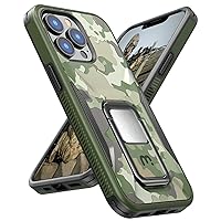 MYBAT Pro Designed for iPhone 13 Pro Max Case with Stand, 6.7 inch, Shockproof Stealth Series, Support Magnetic Car Mount, Double Layer Heavy Duty Military Grade Drop Protective-Army Green Camo