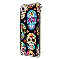 Case for iPhone SE 3rd Gen 2022,Sugar Skulls Flowers Drop Protection Shockproof Case TPU Full Body Protective Scratch-Resistant Cover for iPhone SE 2nd Gen iPhone 7 8