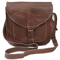 Women's Crossbody Satchel Bag Genuine Leather Crossover Purse Slingbag Brown Everyday Shoulder Handbag