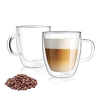 ConveyReality-Double Wall Insulated Glasses,Coffee Cups, Sturdy Mugs, Latte Cups,Clear Borosilicate Glass Mugs, Latte Mugs, Drinking Glasses, Heat Resistant, Set of 2 (12 oz, 350 ml)