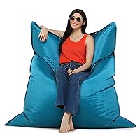 SATTVA 5.5ft All Weather Water Resistant Giant Bed Bean Bag for Adults - Big Bean Bag Covers Only (No Filling), Love Sack Bean Bag Oversized, Washable Ultra Soft Zipper, Dorm & Family Room Blue Color