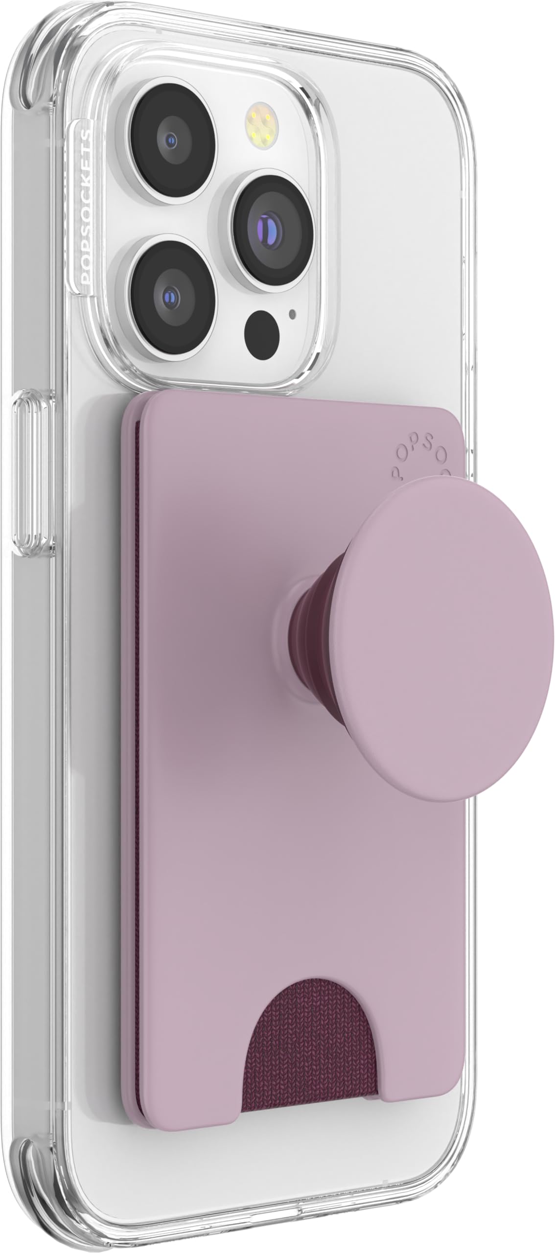 PopSockets Phone Wallet with Expanding Phone Grip, Phone Card Holder, Solid PopWallet - Blush Pink