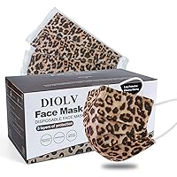 Leopard Disposable Face Mask for Adult Fashion Facial Masks Women Facemask 3 Layer Individually Wrapped 50Pcs/Pack, Cheetah Pattern