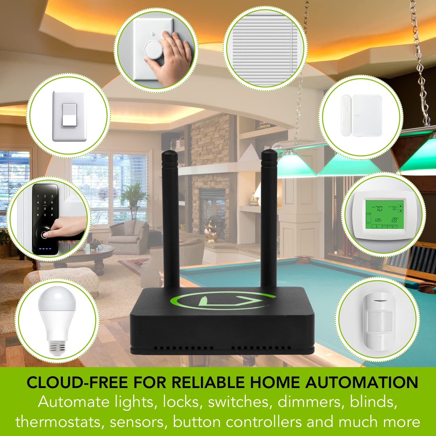 Hubitat Elevation Home Automation Hub (Model C-8) Compatible with Alexa, Apple HomeKit, Google Home, Zigbee, Z-Wave, Lutron Black