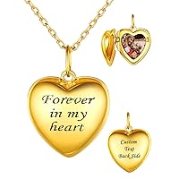 FaithHeart Heart Locket Necklace for Women That Hold Pictures, Sterling Silver/Stainless Steel Customized Memorial Lockets Jewelry Gift with Delicate Box