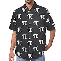 Pi Symbol Math Men's Lapel Shirt Casual Button Down Tees Short-Sleeve Blouse Tops