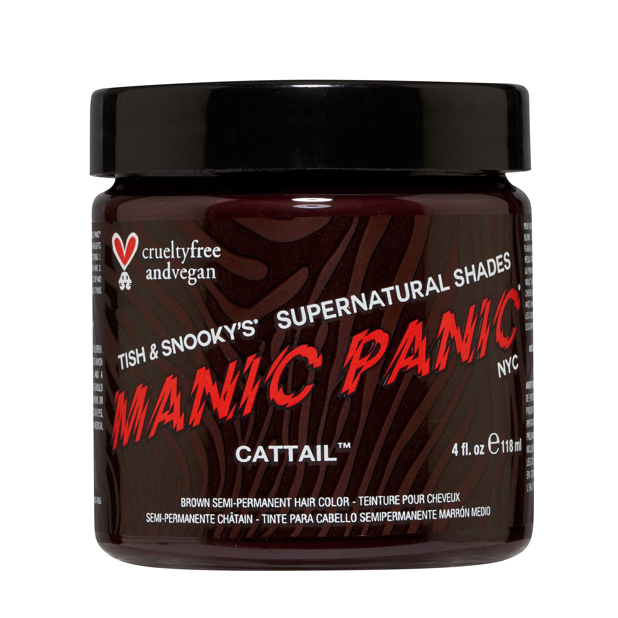MANIC PANIC Cattail Medium Brown Hair Dye - Supernatural - Semi Permanent Mid-toned Chocolate Brown Hair Color For Women And Men - Vegan, PPD & Ammonia Free (4oz)