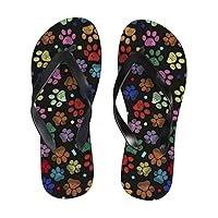 Vantaso Slim Flip Flops for Women Doodle Colorful Paws Print Yoga Mat Thong Sandals Casual Slippers