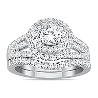 AGS Certified 1 3/4 Carat TW Diamond Bridal Set in 14K White Gold (I-J Color, I2-I3 Clarity)