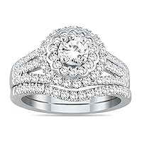 AGS Certified 1 3/4 Carat TW Diamond Bridal Set in 14K White Gold (H-I Color, I1-I2 Clarity)