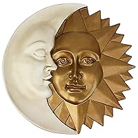 Design Toscano Celestial Harmony Sun and Moon Indoor/Outdoor Wall Sculpture, 15 Inches Wide, 2 Inches Deep, 15 Inches High, Faux Ivory and Gold Finish