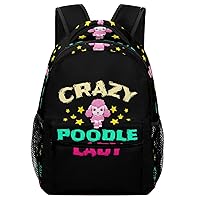 Crazy Poodle Lady Unisex Laptop Backpack Lightweight Shoulder Bag Travel Daypack