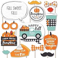 Big Dot of Happiness Happy Fall Truck - Harvest Pumpkin Party Photo Booth Props Kit - 20 Count