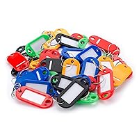Multi-Purpose Key Tags with Write-On Labels & Ring Holders - 50 Colored Tags