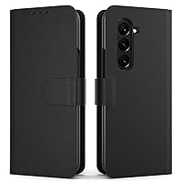 EnCases Samsung Galaxy Z Fold 5 Case, Flip Wallet with Hand Strap, PU Leather, 3 Card Slots, Black