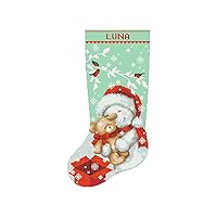 Cross Stitch Patterns Christmas Stockings, Personalized Modern Counted Easy Holiday Stockings DIY, Cute Simple Snowman Bear for Beginners, Digital Download