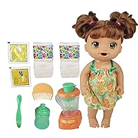 Magical Mixer Baby Doll Tropical Treat with Blender Accessories, Drinks, Wets, Eats, Brown Hair Toy for Kids Ages 3 and Up