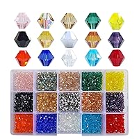 4mm 2250pcs Bicone Glass Beads for Jewelry Making Faceted Shape Crystal Spacer Beads for Bracelets Necklaces