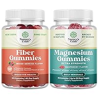 Natures Craft Bundle of Sugar Free Fiber Gummies for Adults - High Fiber Supplement Gummies Vitamins for Adults and Extra Strength Magnesium Gummies for Adults - Relaxing Magnesium Citrate Gummies