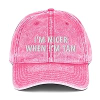 I'm Nicer When I'm Tan Hat (Embroidered Vintage Cotton Twill Cap) Tanning Lover Hats