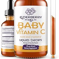Baby Vitamin C Liquid Drops from Organic Amla Fruit - Vegan Non GMO VIT C Immune Support Supplement for Kids 1oz