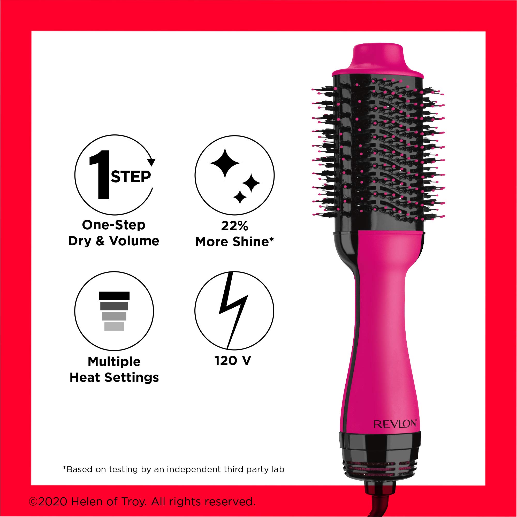 REVLON One-Step Volumizer Original 1.0 Hair Dryer and Hot Air Brush, Pink