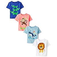The Children's Place Baby Boys' and Toddler Animals Short Sleeve Graphic T-Shirts,multipacks