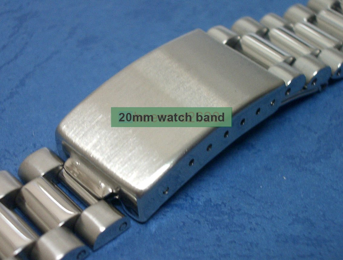 20mm Solid Stainless Steel 70's Vintage Style Watch Band 0257