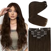 [Sunny and Ve Sunny] Clip in Hair Extensions Dark Brown Chocolate Brown 18inch 240G