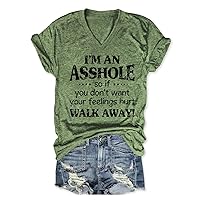 I'm an Assholes Shirt, V-Neck T-Shirt for Women, Funny Graphic Tee, Trendy & Novelty Outfit for Summer