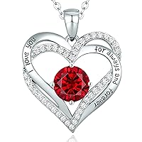 CDE Women's 925 Sterling Silver Rose Gold Forever Love Heart Birthstone Pendant Necklace for Women, Jewellery Birthday Gift for Her, Girlfriend, Christmas, Valentine's Day, Mother's Day